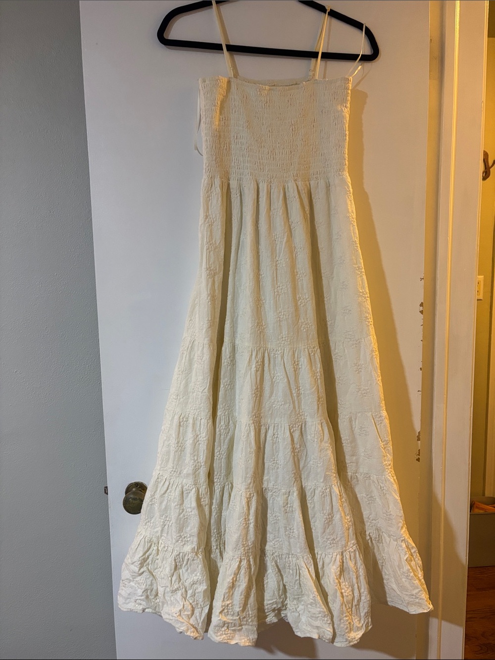 Altar'd State Cream Smocked Tiered Sundress